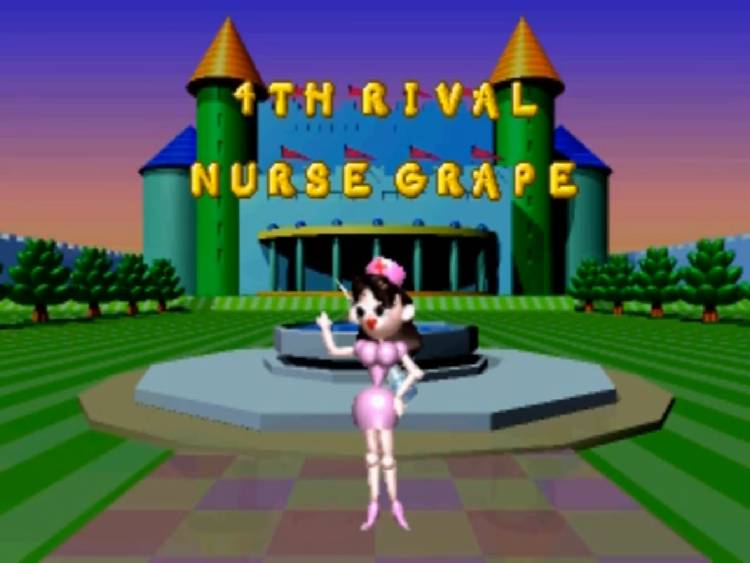 Screenshot from the game Baku Baku Animal. Nurse Grape.