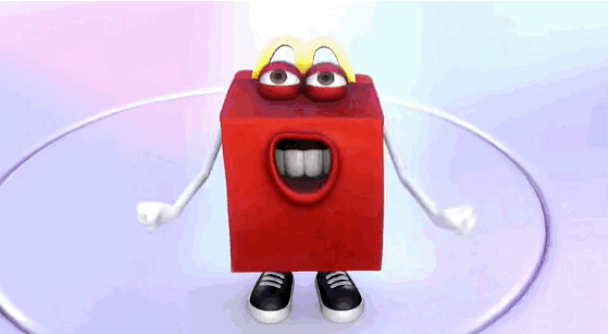 McDonalds Happy Meal mascot with terrifying smile.