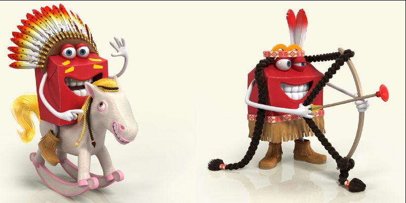 McDonalds Happy Meal mascot dressed in stereotypical Native American clothing.