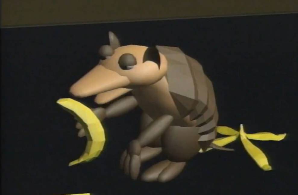 Early CGI of an armadillo.