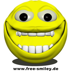 A 3D yellow smiley face laughing with its eyes popping out.