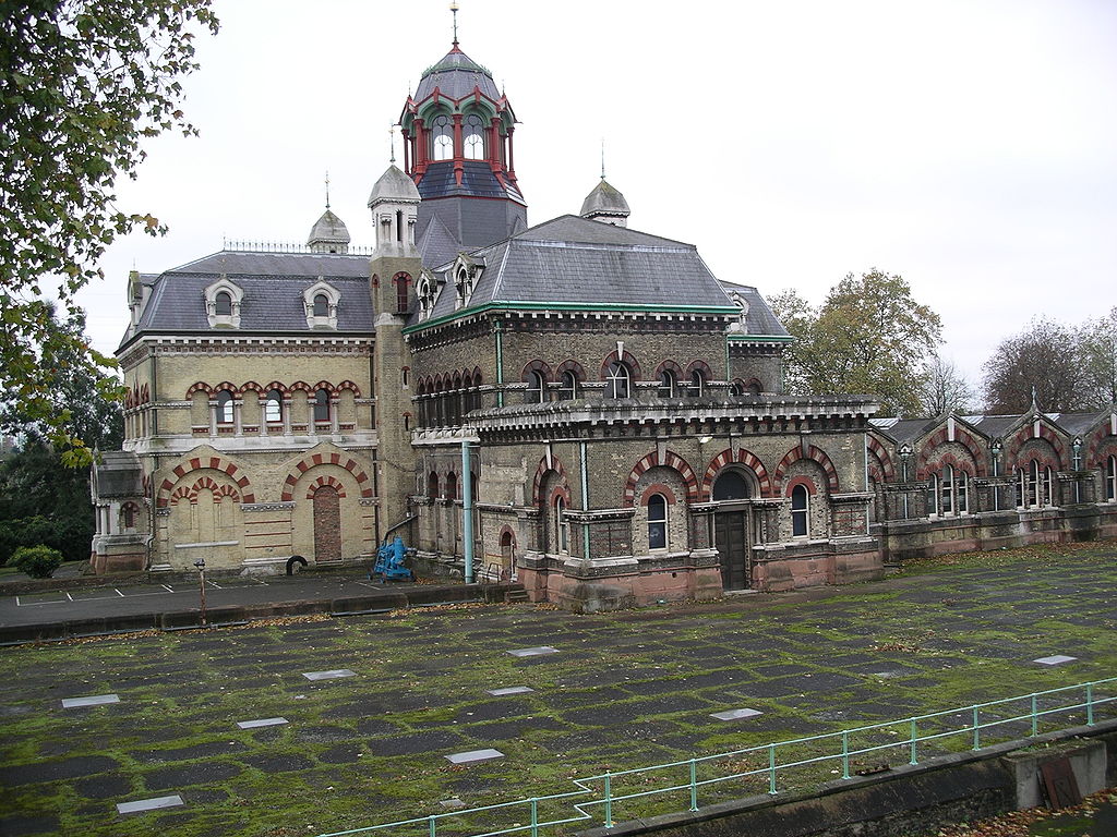 Abbey Mills Pumping Station exterior, London.